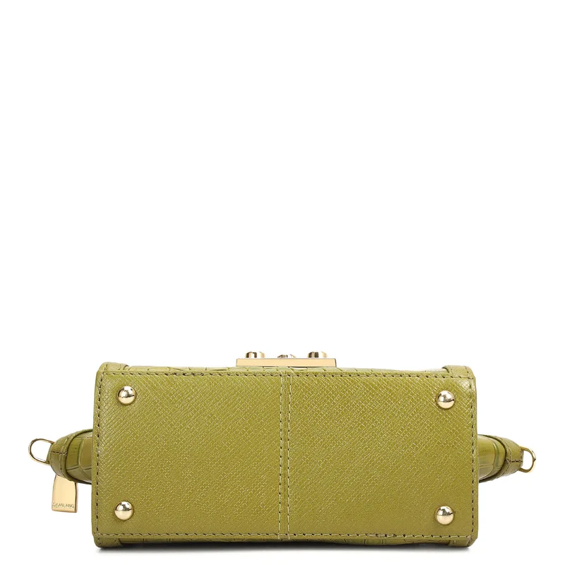 Da Milano Lime Small Croco Leather Satchel - Lime for Women | Best Price UAE